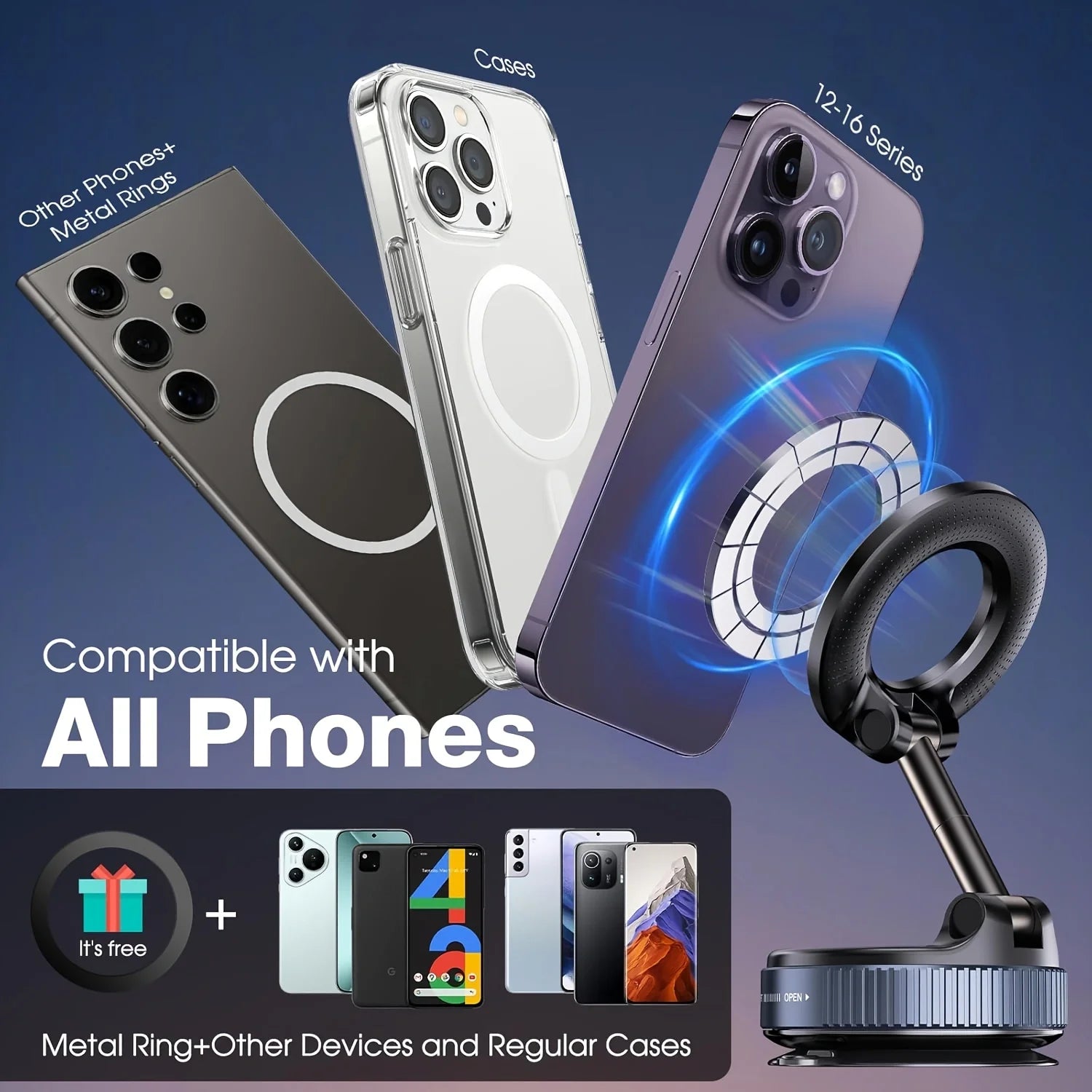 MagDrive Pro+ — Upgraded Suction & Magnetic Car Mount